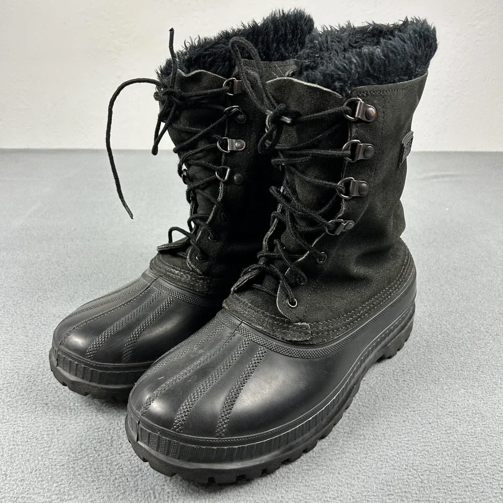 Vintage Sorel Boots Mens Size 8 Black Insulated‎ Winter Waterproof Made USA 90s